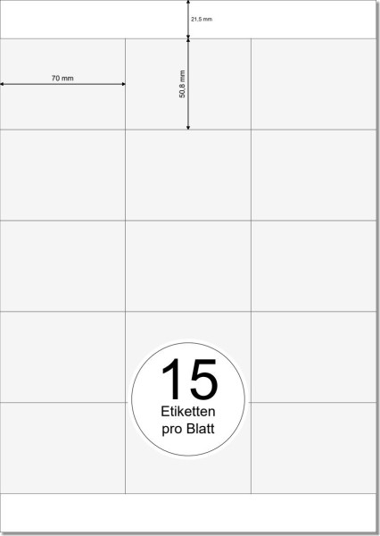 PRINTATION Papier-Etiketten (B70xH50,8mm) 500xA4 à 15 Eti. 