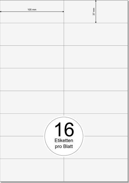 PRINTATION Folien-Etiketten matt transparent (B105xH37mm) 10xA4 à 16 Eti.