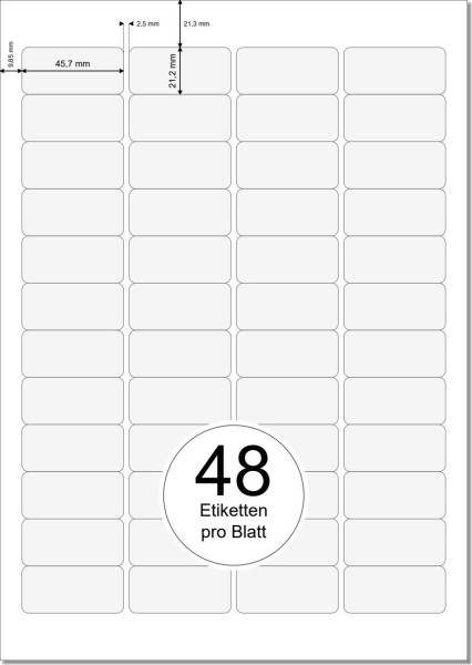 PRINTATION Folien-Etiketten weiß (B45,7xH21,2mm) 10xA4 à 48 Eti.  