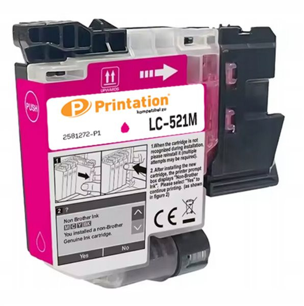 Printation Tinte ersetzt Brother LC-521M, ca. 500 S., magenta 