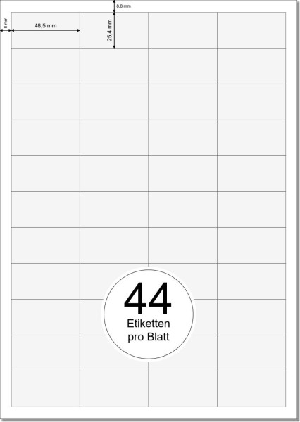 PRINTATION Papier-Etiketten (B48,5xH25,4mm) 25xA4 à 44 Eti. 