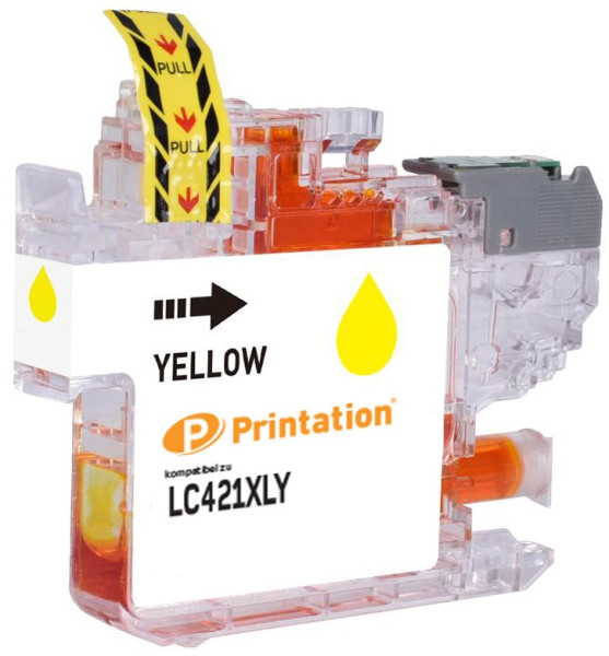 Printation Tinte ersetzt Brother LC-421XLY, ca. 500 S., gelb