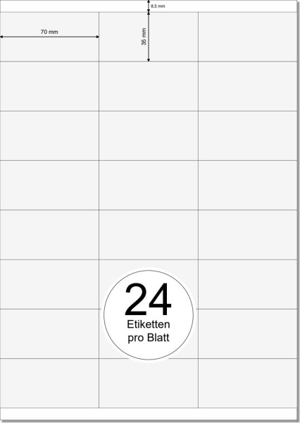 PRINTATION Papier-Etiketten (B70xH35mm) 500xA4 à 24 Eti. 