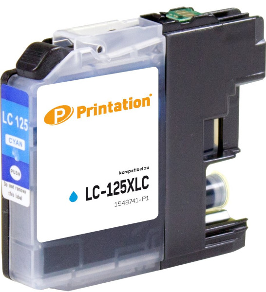 Printation Tinte ersetzt Brother LC-125XLC, ca. 1.200 S., cyan
