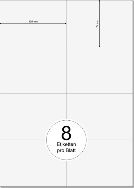 PRINTATION Folien-Etiketten weiß (B105xH74mm=A7) 25xA4 à 8 Eti.  