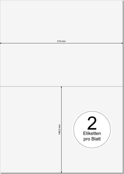 PRINTATION Papier-Etiketten Haft-PLUS (B210xH148,5mm=A5) 100xA4 à 2 Eti.