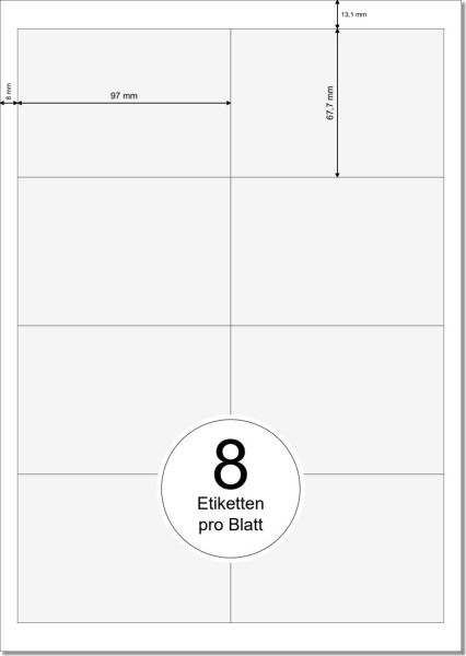 PRINTATION Papier-Etiketten (B97xH67,7mm) 500xA4 à 8 Eti. 