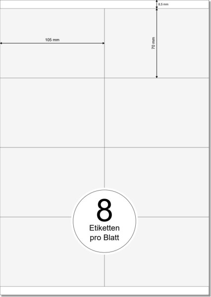 PRINTATION Folien-Etiketten klar transparent (B105xH70mm) 10xA4 à 8 Eti.  