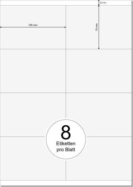 PRINTATION Folien-Etiketten klar transparent (B105xH70mm) 25xA4 à 8 Eti.
