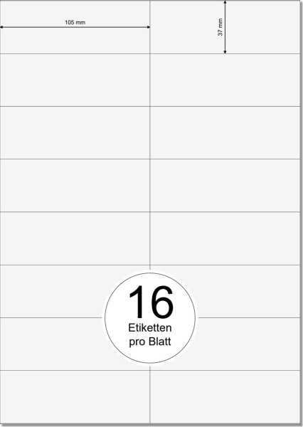 PRINTATION Folien-Etiketten klar transparent (B105xH37mm) 25xA4 à 16 Eti.  