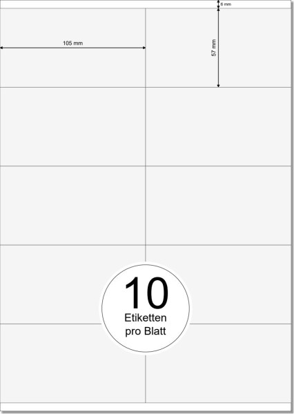 PRINTATION Papier-Etiketten (B105xH57mm) 100xA4 à 10 Eti. 