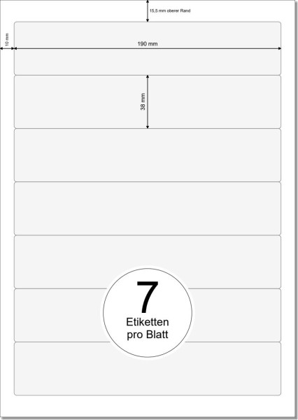PRINTATION Papier-Etiketten (B190xH38mm) 500xA4 à 7 Eti.(z.B. als Rückenschild) 