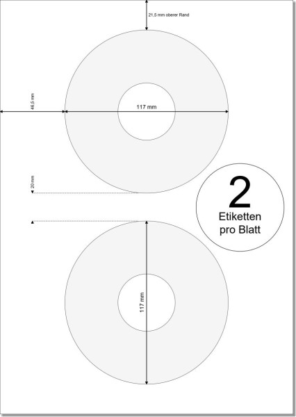 PRINTATION Papier-Etiketten Durchmesser 117mm 25xA4 à 2 Eti. für CDs 