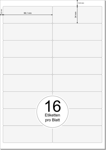 PRINTATION Folien-Etiketten matt transparent (B99,1xH34mm) 10xA4 à 16 Eti.