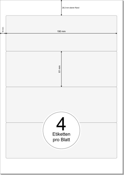 PRINTATION Papier-Etiketten (B190xH61mm) 500xA4 à 4 Eti. (z.B. als Rückenschild) 